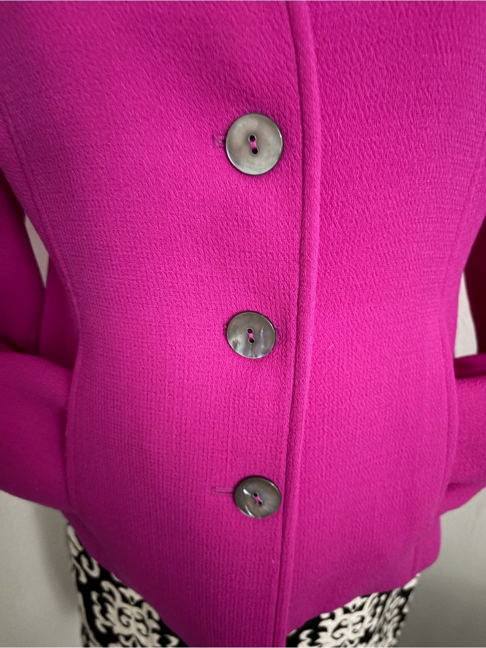 Women's Fuchsia Structured Button Jacket - Picture 4 of 7